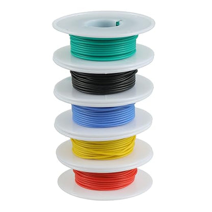 BOJACK 28 AWG Flexible Silicone Wire Electric Wire Hook up Wire Kit 300V Cables with Plus 20 φ2mm Heat Shrink Tubings and a Mini Wire Stripper(5 Colors 32.81Ft Each Color, 28AWG)