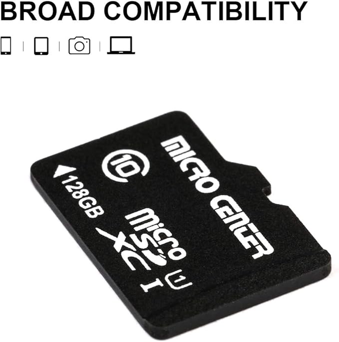 INLAND Micro Center 128GB Class 10 MicroSDXC Flash Memory Card with Adapter for Mobile Device Storage Phone, Tablet, Drone & Full HD Video Recording - 80MB/s UHS-I, C10, U1 (1 Pack)