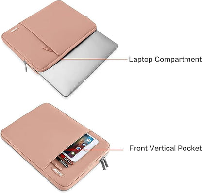 MOSISO Laptop Case 13.3 inch, 13-13.3 inch Laptop Sleeve Compatible with MacBook Air/Pro 13 / Pro 14, HP Dell ASUS Lenovo Notebook, Polyester Vertical Computer Sleeve Bag with Pocket, Salmon Pink