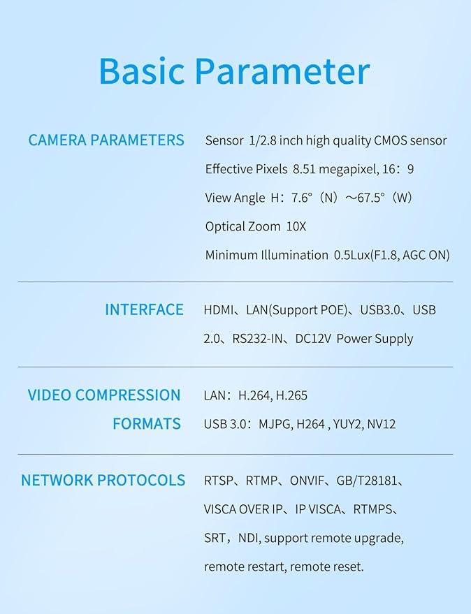 FEELWORLD NDI10X NDI PTZ Camera 4K Resolution 10X USB HDMI POE NDI HX2 Supported AI Tracking Auto Focus for Video Conference Rooms Live Streaming Church Worship and Event with Zoom YouTube Teams OBS
