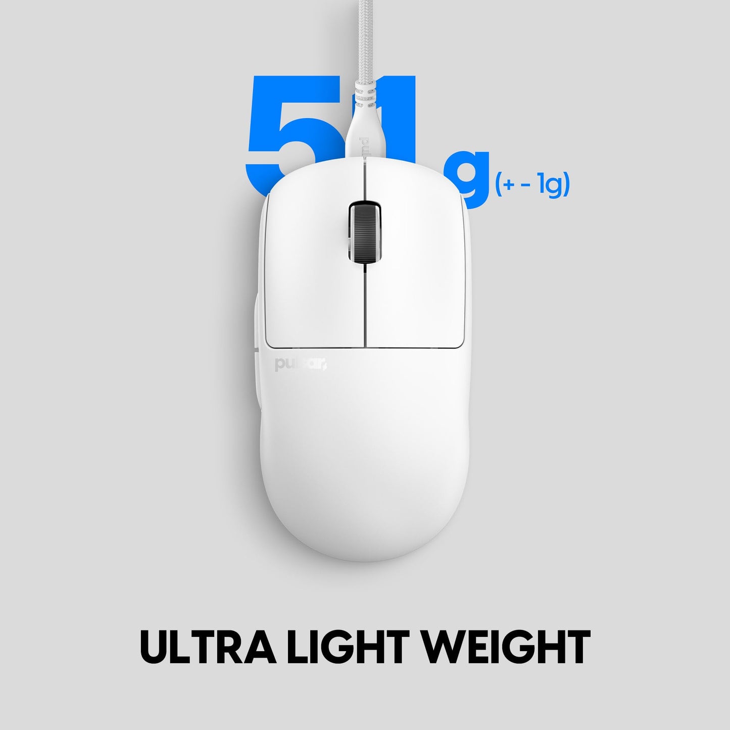 Pulsar Gaming Gears X2 Wired Gaming Mouse, Ultra Lightweight, Optical Switch, 26000 DPI, Motion Sync, PAW3395 Sensor (Medium, Wired, White)