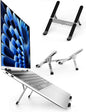 Junfire Foldable Laptop Stand for Travel, Aluminum Stable Ergonomic Laptop Riser with 6-Levels Height Adjustment, Fits with MacBook Air, MacBook Pro, iPad, HP, Dell, Lenovo (Up to 15.6'')-Sliver