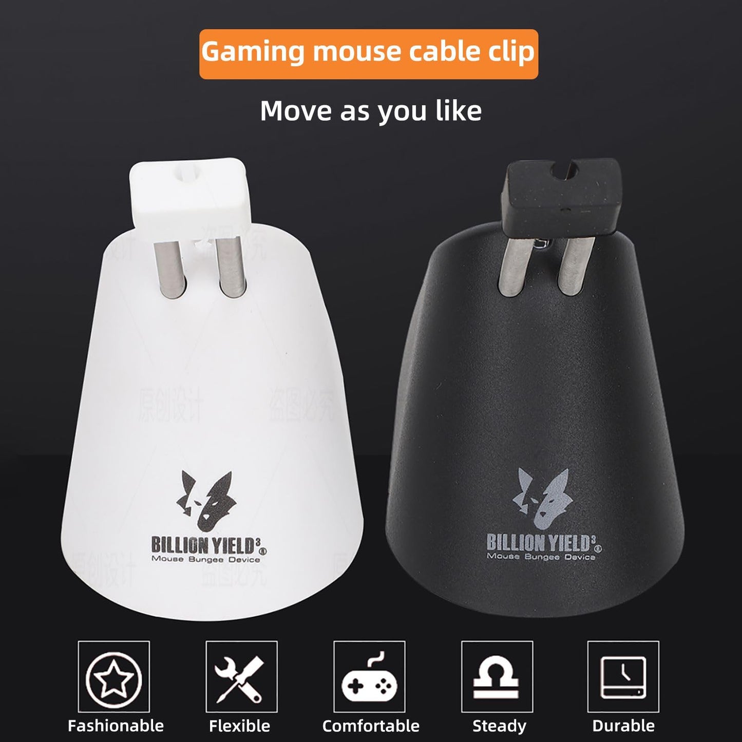 Sisyphy Gaming Mouse Bungee, Mouse Cord Holder and Cable Management Device (Primium Version 360g, Black)