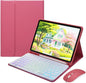 for iPad 11th (A16,2025) 11-inch, iPad 10th Gen 10.9 Inch 2022 Keyboard Case with Mouse and Rainbow Backlit Magnetic Detachable Bluetooth Keyboard Cover,DarkPink