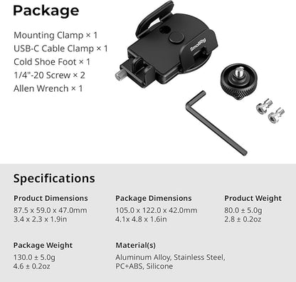 SMALLRIG Universal SSD Holder for MagSafe, with Cold Shoe & Cable Clamp, 40-60mm Wide Clamping, SSD Mount Bracket for Samsung T5 T7 SSD, for SanDisk SSD, for Camera Cage, for iPhone 17/16/15/14-5196