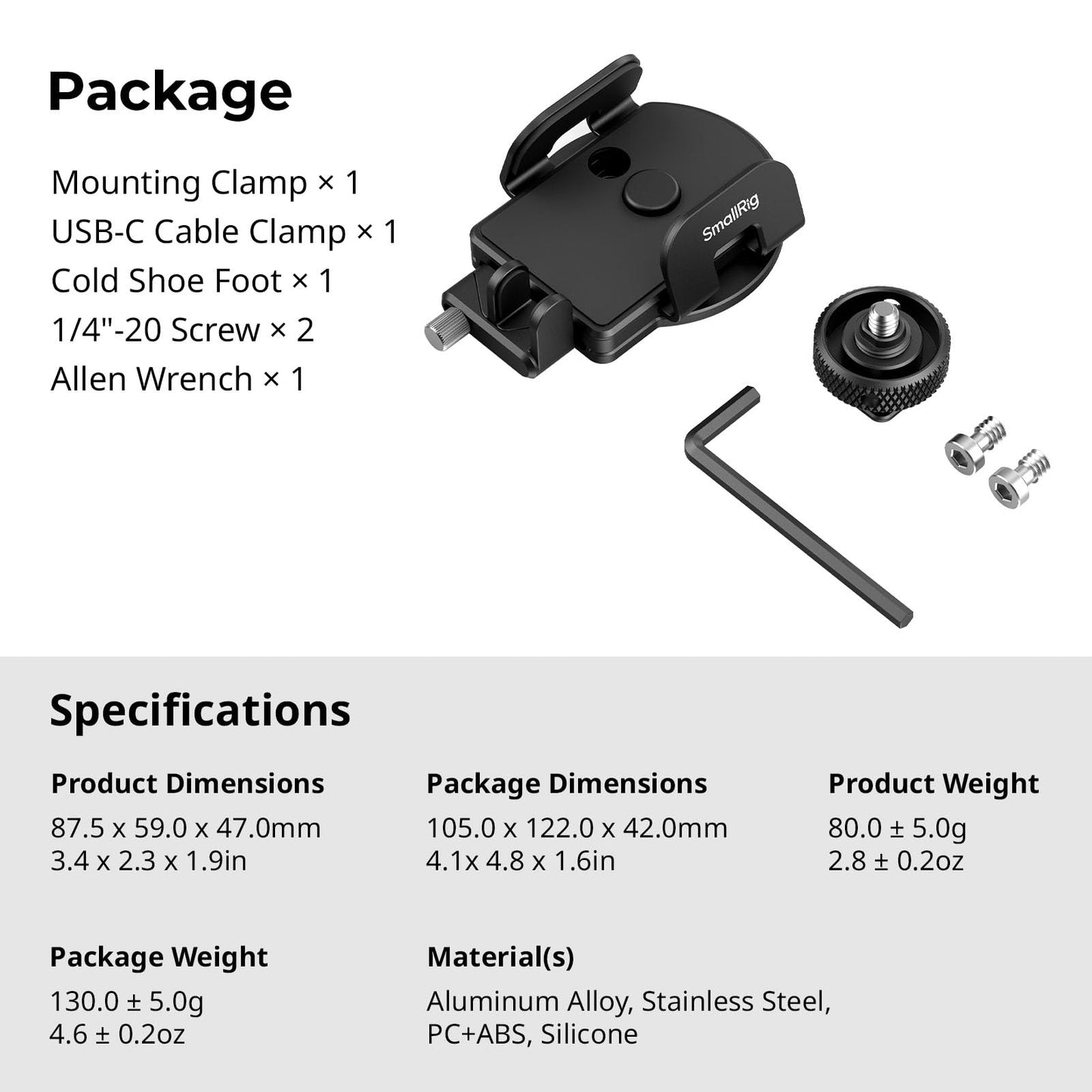 SMALLRIG Universal SSD Holder for MagSafe, SSD Mount Bracket for Samsung T5 T7 SSD, for SanDisk SSD,for iPhone 17/16/15/14, for Camera Cage, with Cold Shoe & Cable Clamp, 40-60mm Wide Clamping - 5196