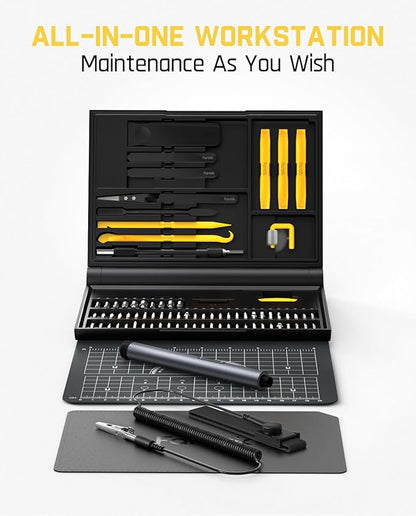 Fanttik Electric Screwdriver Kit, Precision Screwdriver Set, 64 Magnetic Bits, 12 Types Fix Tools, 0.05/0.2 N.m, Repair Tool for Phone Laptop Watch Electronics - E1 NEX Workstation