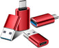 𝟒𝐏𝐚𝐜𝐤 𝐔𝐩𝐠𝐫𝐚𝐝𝐞𝐝 USB to USB C Adapter,USB C Male to USB 3.0 Female OTG Converter for iPhone 16 15 14 13 Plus Pro Max,Apple Watch,Airpods,S24 Ultra, Gender Changers OTG Adapters - Red