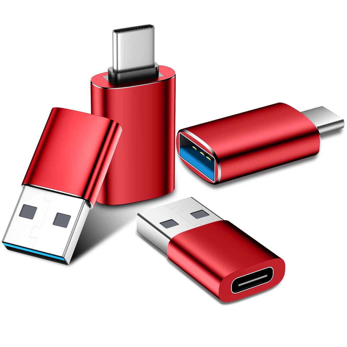 Temdan USB to USB C Adapter Combo 4-Pack, 10Gbps Type C Converter
