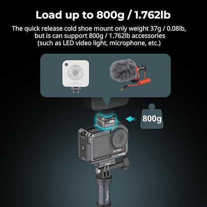 SmallRig HawkLock H18 Quick Release Support with Cold Shoe, Dual-Direction QR-Slide Cold Shoe Mount with Anti--Drop Pin & Silicone Pad, Load up to 1.8lb for LED Video Light, Microphone - 4500