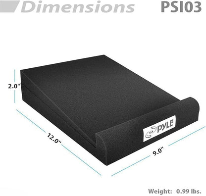 Pyle Sound Dampening Speaker Riser Foam - Audio Acoustic Noise Isolation Platform Pads Recoil Stabilizer For Studio Monitor, Subwoofer, Loud Speakers - Pyle PSI03 - Pack of 2,Black