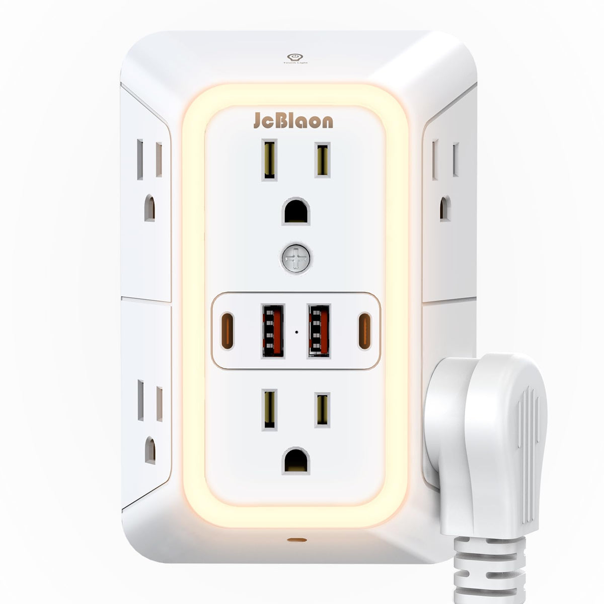 Wall Outlet Extender with Night Light, Power Plug Adapter Multi Plug Outlet Surge Protector with 4 USB Charging Ports (2 USB C), Adapter Spaced Outlets for Home Travel Office-ETL