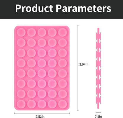 2 Pack Silicone Double-Sided Suction Grip – 40 Cups per Side, Strong Hold for iPhone, Galaxy, Pixel, Android – Hands-Free for Selfies & Videos (Pink)