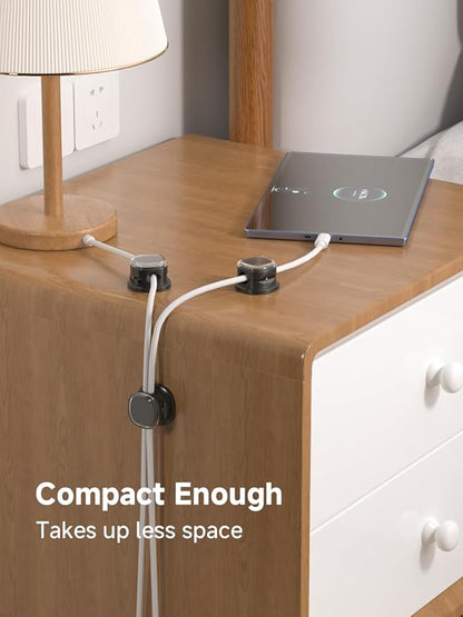 Magnetic Cable Clips, Adjustable Cord Holder Management, Adhesive Wire Keeper Organizer for Home Office Desk Phone PC Car Wall Desktop Nightstand Appliance (9-PCS Black)