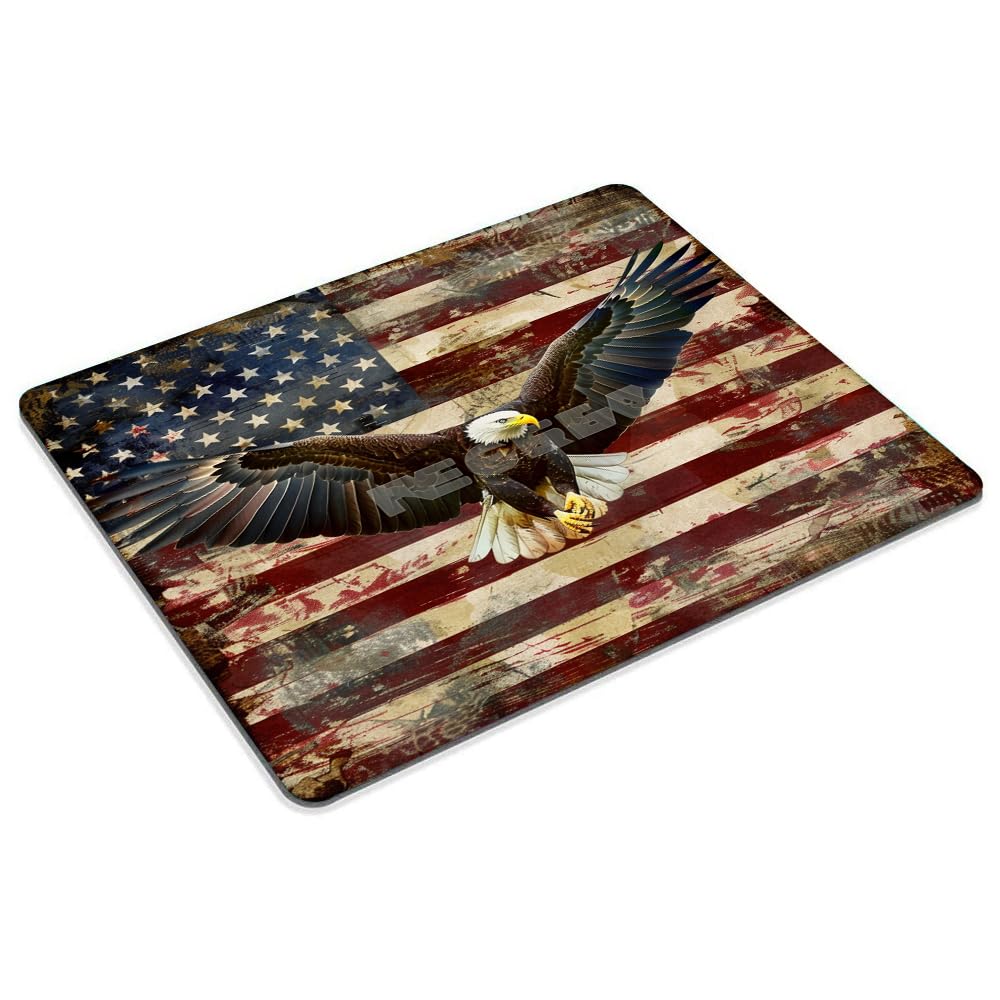 Square Mouse Pad Eagle and National Flag-1,Gaming Mouse Pads for Desk,Soft Computer Waterproof Non-Slip Mouse Mat