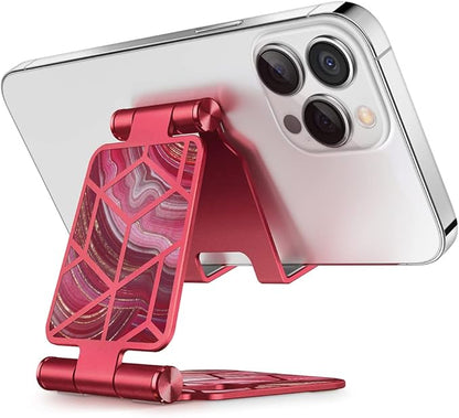 i-Blason Cell Phone Stand for Desk, Cell Phone Holder, Fits All Smart Phones, iPhone 16 15 14 13 Pro Max, Foldable Phone Stand Holder, Red