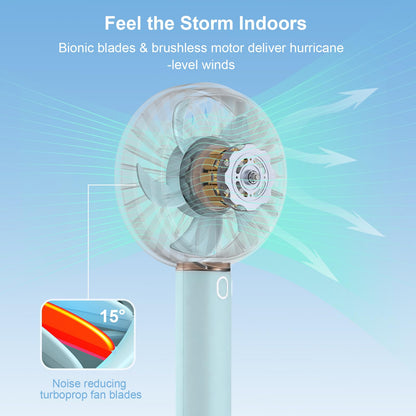 Mizong Mini Fan Portable Handheld Fan, USB Rechargeable Personal Fan with Base, 10H Long Lasting Battery Mini Pocket Cooling Fan for Desktop Travel Outdoor Vacation Concert Lash Makeup Use