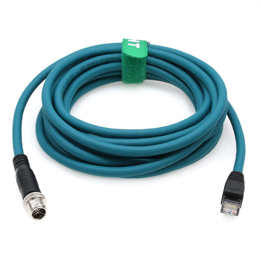 HangTon M12 Ethernet 8 Pin X-Code RJ45 CAT-7e GigE Cable for Basler Cognex Vision Camera Sensor Barcode Reader PLC Router Switch Network 1M