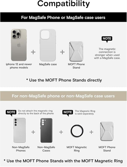MOFT Magnetic Wallet Stand Compatible with iPhone 16/15/14/13/12 Series, Angle Adjustment & Magsafe Compatible MOVAS Phone Stand,Earthen Beige