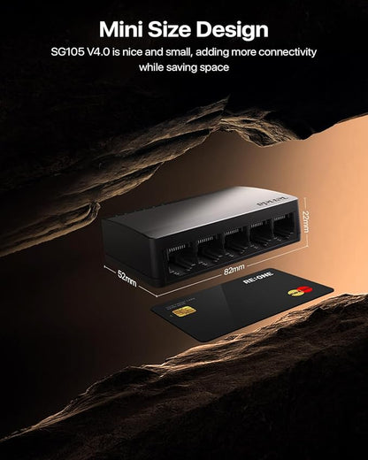 Tenda SG105, 5 Port Gigabit Switch, Unmanaged Ethernet Switch, Office Ethernet Splitter, Plug & Play, Plastic Case, Desktop/ Wall-Mount, Fanless Quiet, Limited Lifetime Protection