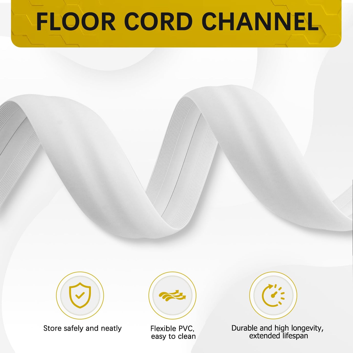 JAHOMFAI Floor Cord Cover 3.3FT Cord Covers for Wires on Floor Protect Wires & Prevent Trip Hazards, Easy to Cut for Home, Office, School, Concerts, Cavity W0.6in x H0.32in