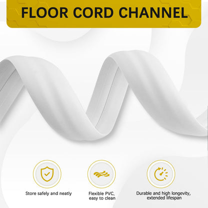 JAHOMFAI Floor Cord Cover 3.3FT Cord Covers for Wires on Floor Protect Wires & Prevent Trip Hazards, Easy to Cut for Home, Office, School, Concerts, Cavity W0.6in x H0.32in