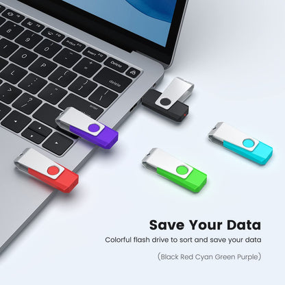 Aiibe 64GB Flash Drive 3.0 5 Pack 64GB USB 3.0 Thumb Drive USB Drives 64 GB Jump Drive Memory Stick Multi Pack 64 GB Flash Drives (64G, 5 Mixed Colors: Black Red Cyan Green Purple)