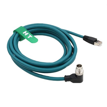 Ethernet Cable for PLC Router Network Cognex Basler Baumer Sick Keyence Datalogic Microscan Vision Camera Sensor Reader, M12 8 Pin X-Code Right Angle 90-Degree to RJ45 (20m)