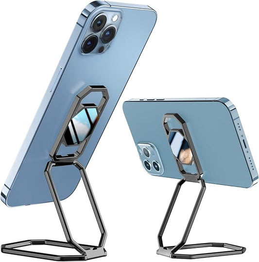 A-LuGei 𝗙𝗼𝗹𝗱𝗮𝗯𝗹𝗲 & 𝗔𝗱𝗷𝘂𝘀𝘁𝗮𝗯𝗹𝗲 Phone Kickstand Ring Holder, Magnetic Cell Phone Grips, Phone Stand for Desk, Adhesive Phone Holder for Hand, 360° Rotation Ring for Back of iPhone Case