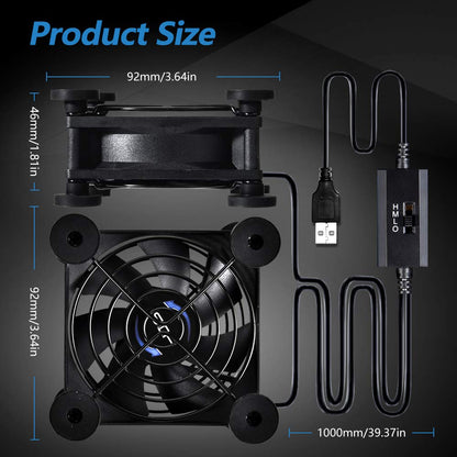 SCCCF Dual 80mm USB Speed Control Fan, 5V Portable Cooling Fan for Flat-Screen TV Receiver Router DVR PlayStation Xbox Computer Cabinet Cooler