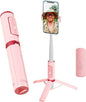 Selfie Stick, Foldable Cellphone Tripod with Remote, Travel Tripod for iPhone Series Android, Video Recording - Pink