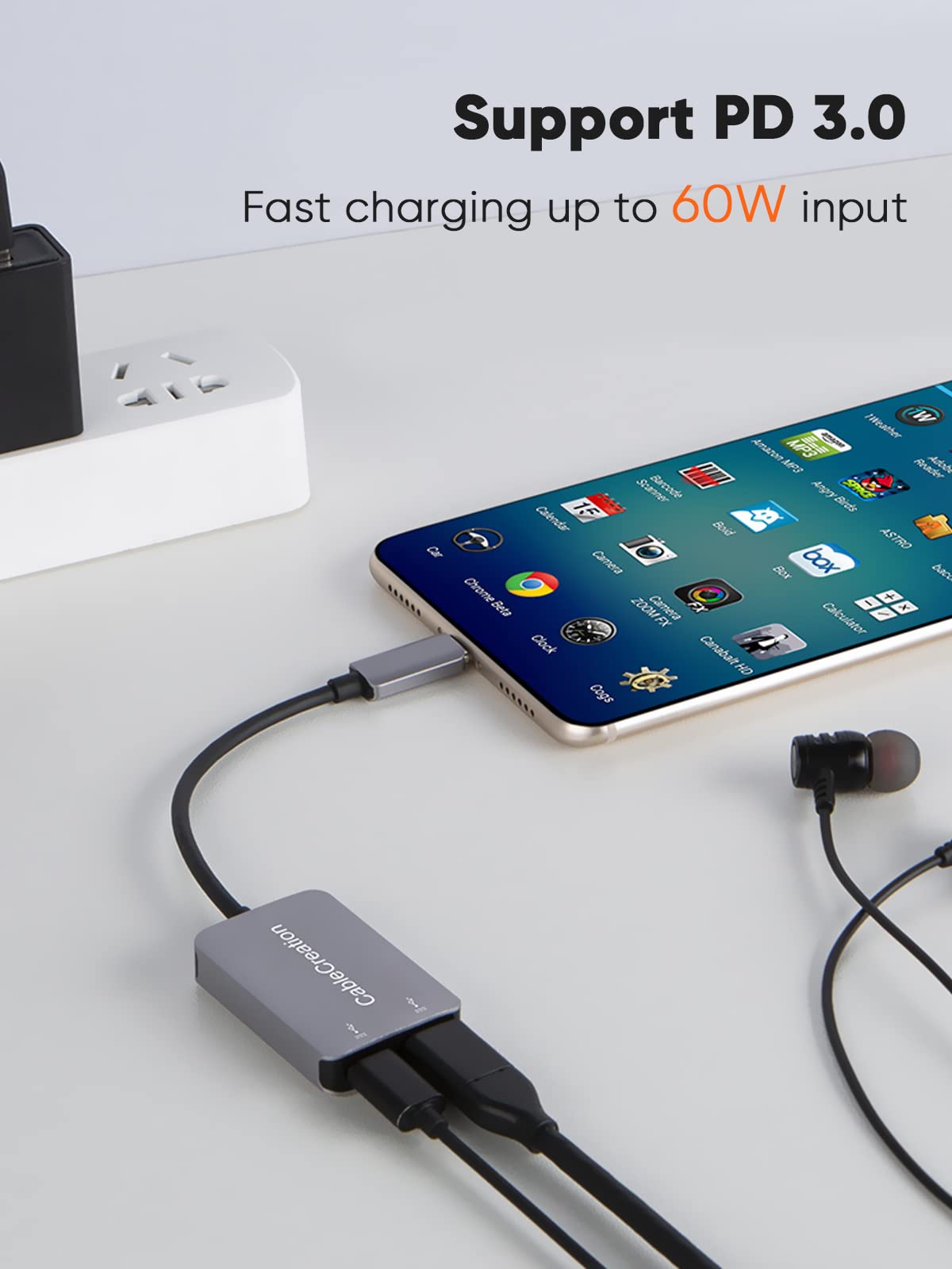 CableCreation USB Type C Splitter,2-in-1 USB C Audio Adapter and PD Charger