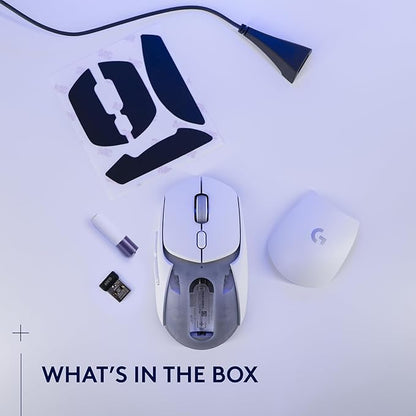 Logitech G309 Lightspeed Wireless Gaming Mouse, Lightweight, LIGHTFORCE Switches, Hero 25K Sensor, 300+ hr Battery, 6 Programmable Buttons, PC & Mac - White