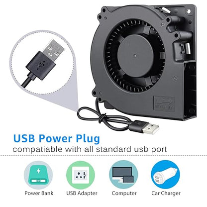 GDSTIME 120mm x 32mm USB Blower Fan with Speed Control, 5V Brushless DC Centrifugal Fans for Receiver DVR Xbox Modem AV Cabinet Cooling