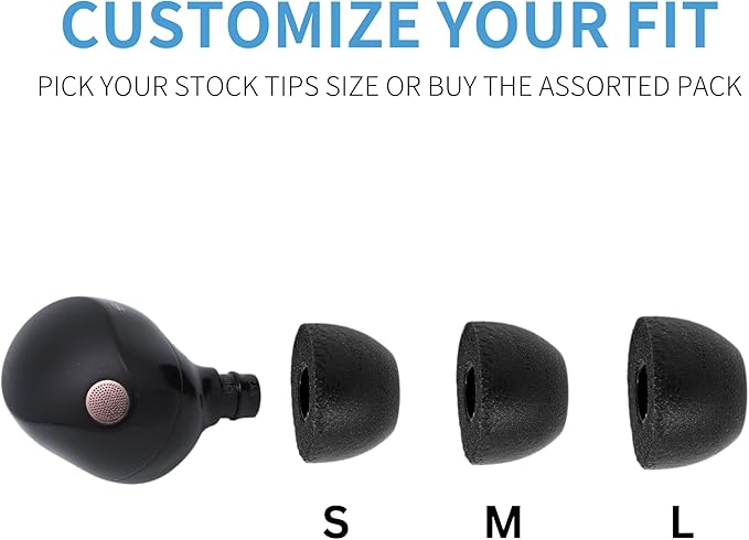 Comply TrueGrip | Premium Memory Foam Replacement Earbud Tips for Sony True Wireless Earbuds | Enhanced Comfort, Secure Fit, Superior Noise Isolation, Cleaning Tool | Black (S/M/L) (3 Pairs)