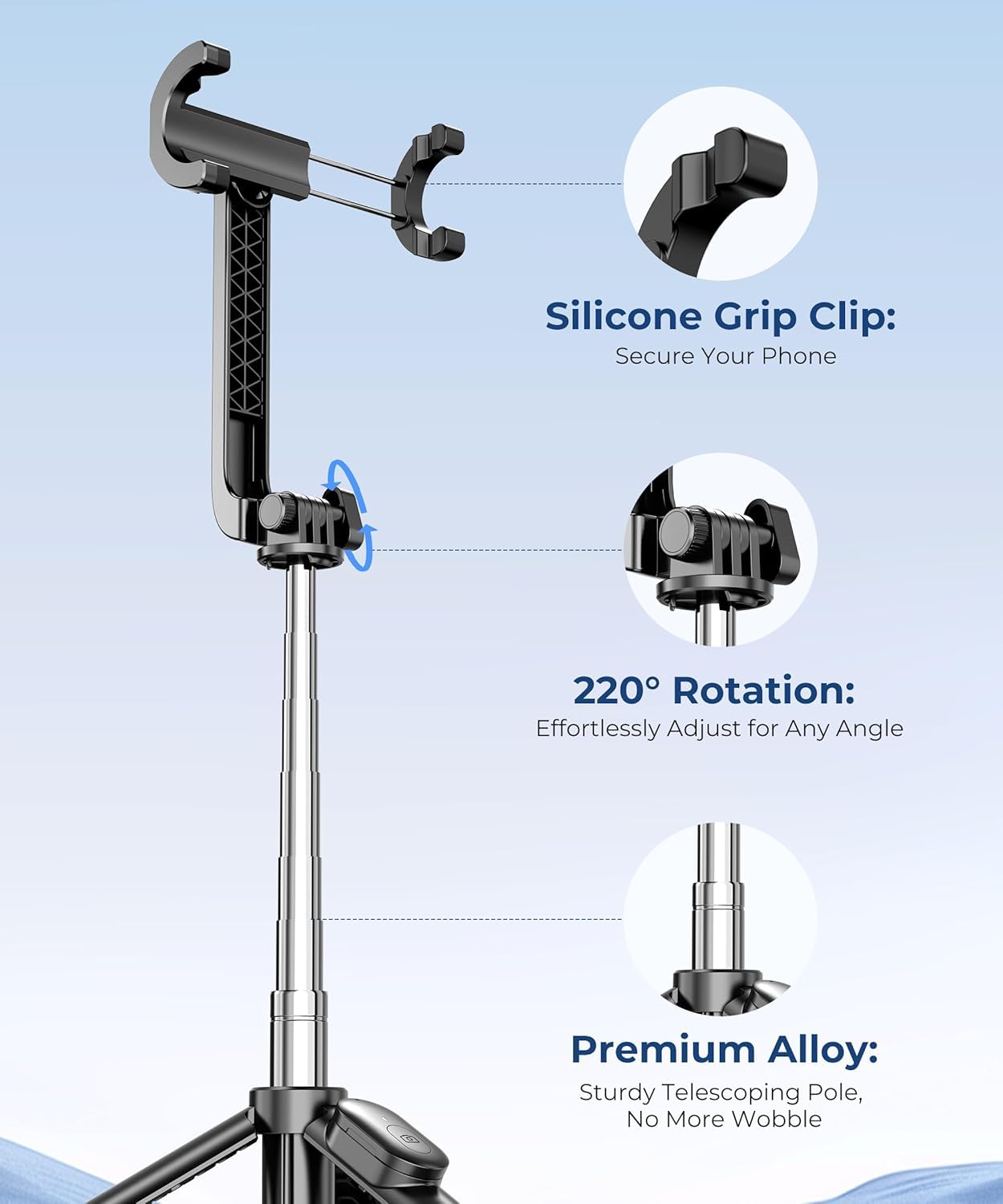 Fuloview 67” Selfie Stick Tripod for iPhone, Lightweight Travel Phone Tripod with Wireless Remote, Extendable Cell Phone Stand for Photography, Video & Live Streaming – Black