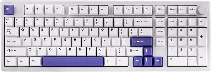 EPOMAKER Galaxy100 QMK/VIA Wireless Mechanical Keyboard with 8000mAh Battery and Numpad, CNC Aluminum, Full Size Gaming Keyboard, USB-C/BT5.0/2.4Ghz (White Purple, Marble White Switch)