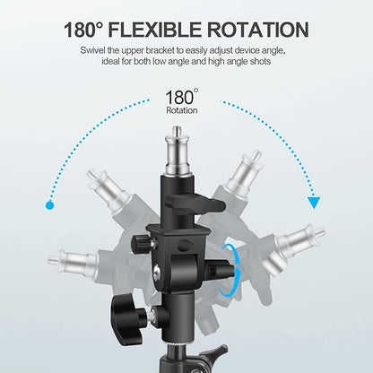 WELLMAKING U-Shape Camera Flash 180°Swivel Mount Bracket with Standard 1/4 to 3/8 inch Metal Male Screw Spigot Stud Compatible for Umbrella Softbox Reflector Holder Stand for Video Light Studio Light