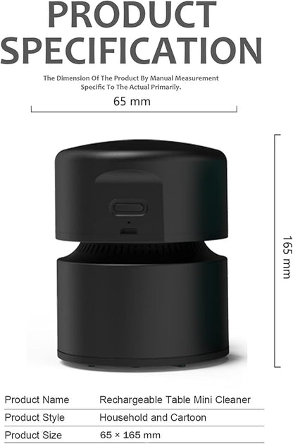 ODISTAR Desktop Vacuum Cleaner,Mini Table dust Sweeper Energy Saving with auto Power-Off Function,High Endurance up to 400 mins,Cordless&360º Rotatable Design for Keyboard/Home/Office (Black)