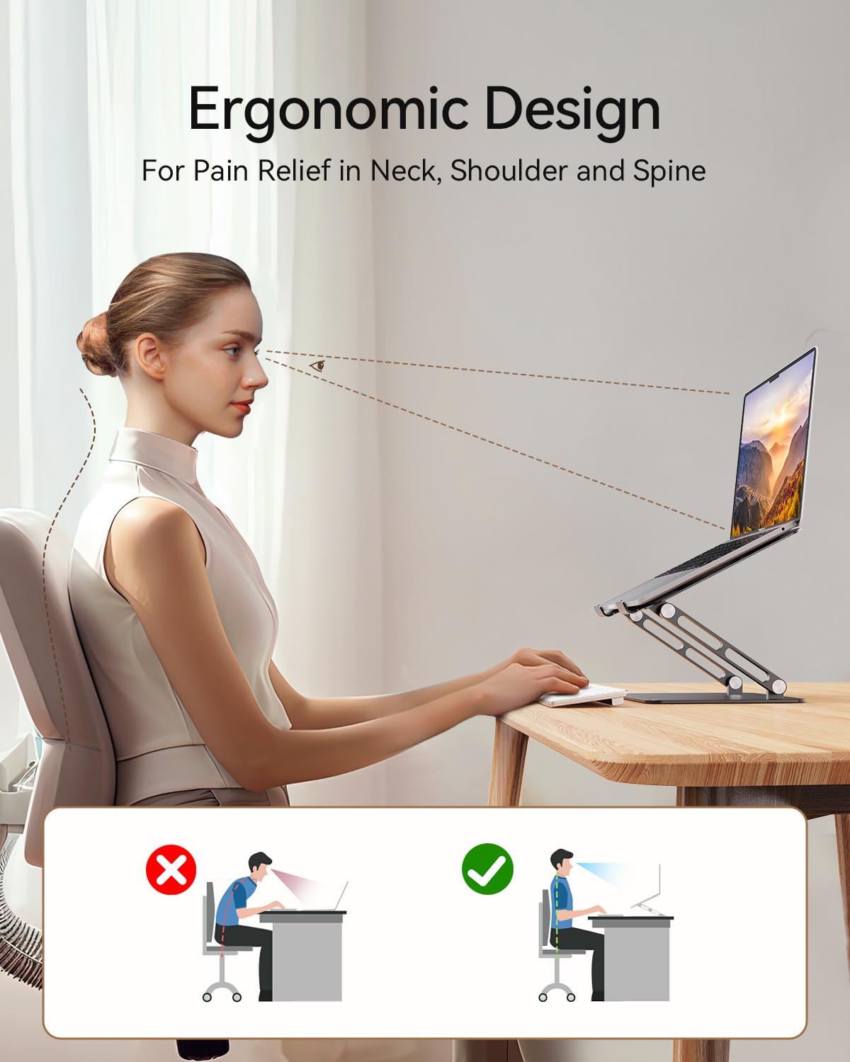 Orlian Foldable Aluminum Laptop Stand Up to 17.3" Laptops, Height Adjustable Portable Ergonomic Computer Holder, Space Saving Desk with Heat Dissipation. Compatible with MacBook/Dell/HP etc, Black