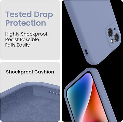 FireNova Designed for iPhone 13 Case, Silicone Upgraded [Camera Protection] Phone Case with [2 Screen Protectors], Soft Anti-Scratch Microfiber Lining Inside, 6.1 inch, Lavender Gray