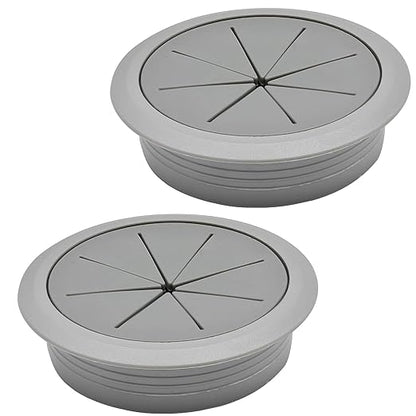 Desk Grommet 3-1/8" (80 mm), Desk Hole Cover for Cables Dark Grey, Cable Grommet ABS Plastic, Desk Hole Grommet for Office and Home Table Cable, Detachable & Flexible Cable Cord Organizer-2 Pcs
