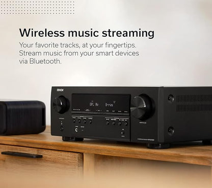 Denon AVR-S570BT 5.2 Channel AV Receiver - 8K Ultra HD Audio & Video, Enhanced Gaming Experience, Wireless Streaming via Built-in Bluetooth, (4) 8K HDMI Inputs, Supports eARC, HD Setup Assistant