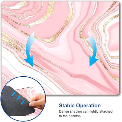 Hokafenle Mouse Pad Marble, Pink Gold Marble Mouse Pad for Women, Square Cute Mouse Mat Waterproof Mousepad Non-Slip Rubber Base Mouse Pads for Wireless Mouse Office Laptop