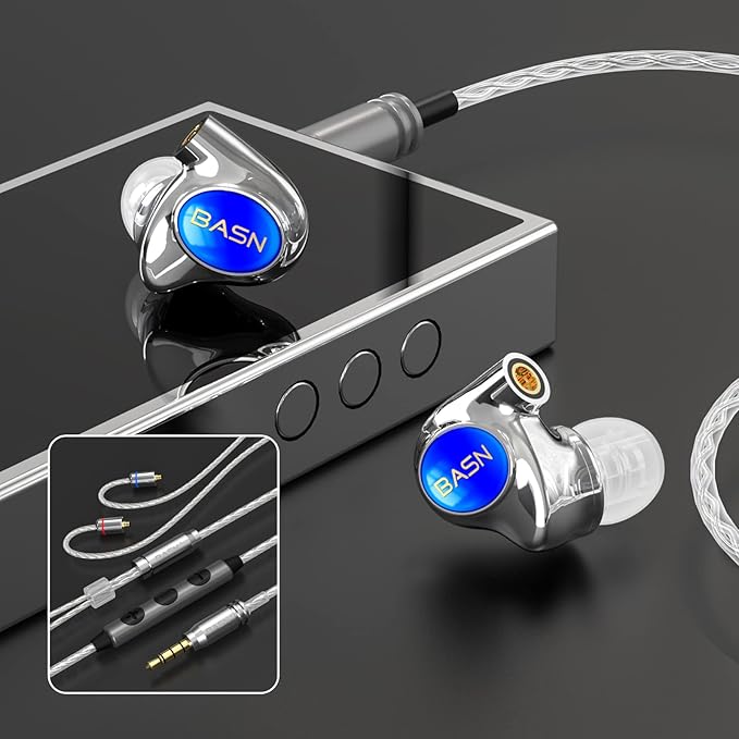 BASN Metalen 4 Drivers in-Ear Monitor Headphones, Wired Earbuds, Sapphire