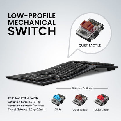 Perixx PERIBOARD-535BR Wired Ergonomic Mechanical Split Keyboard - Low-Profile Brown Tactile Switches - Programmable Feature with Macro Keys - Compatible with Windows and Mac OS X - US English, Black