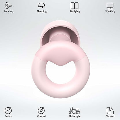 Ear Plugs for Sleeping, 2 Pairs of Reusable Earplugs for Noise Reduction 25dB-30dB with 8 Ear Tips, Soft Hearing Protection Ear Plugs for Concert,Noise Sensitivity, Study & Work