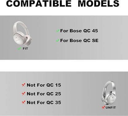 Replacement Ear Pads - Compatible with Bose QuietComfort 45 / SE Headphones, Soft Protein Leather,Premium Noise Cancelling Earpads, Durable & Comfortable Ear Cushions (QC 45-White)