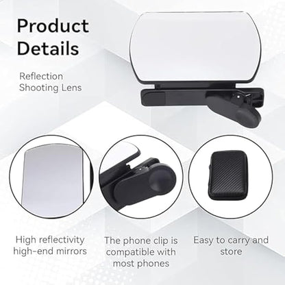 Mirror Effect Lens - Capture Stunning Reflections Instantly, Smartphone Camera Mirror Reflection Clip Kit, Mirror for Phone to Use Back Camera, for Travel Photography (Black +White)