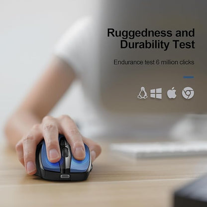 TECKNET Rechargeable Wireless Mouse, 2.4G Silent Mouse, Quiet Click, 6 Adjustable 4800 DPI, Cordless Computer Mice, Ergonomic Mice for Laptop, 6 Buttons USB-A for Chromebook, Ergo Grip - Blue